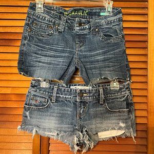Two Pairs of Denim Shorts,  Hollister & Hydraulic - Size 3 - CB23006-7